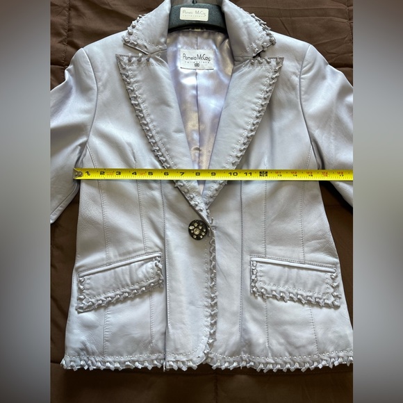 Pamela McCoy Lavender Leather Jacket w/ Knotted Detail | Womens XS - Picture 7 of 9